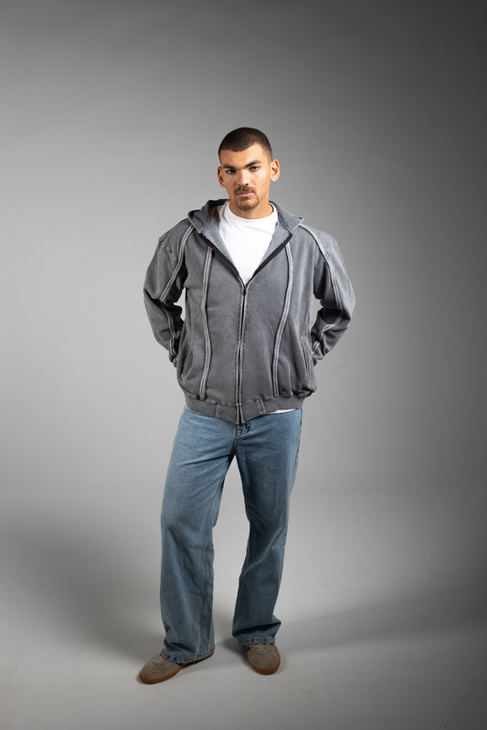 Washed Jacket With Stripe