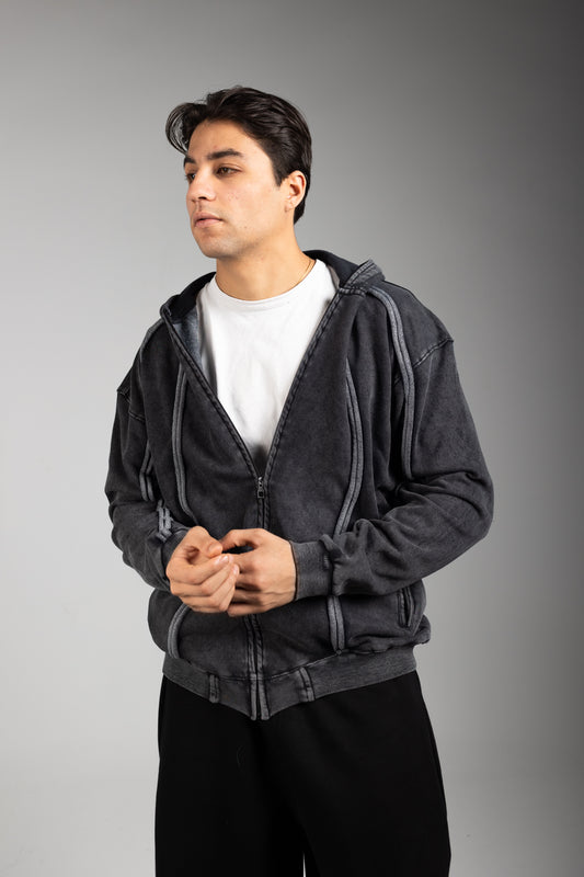 Washed Jacket With Stripe