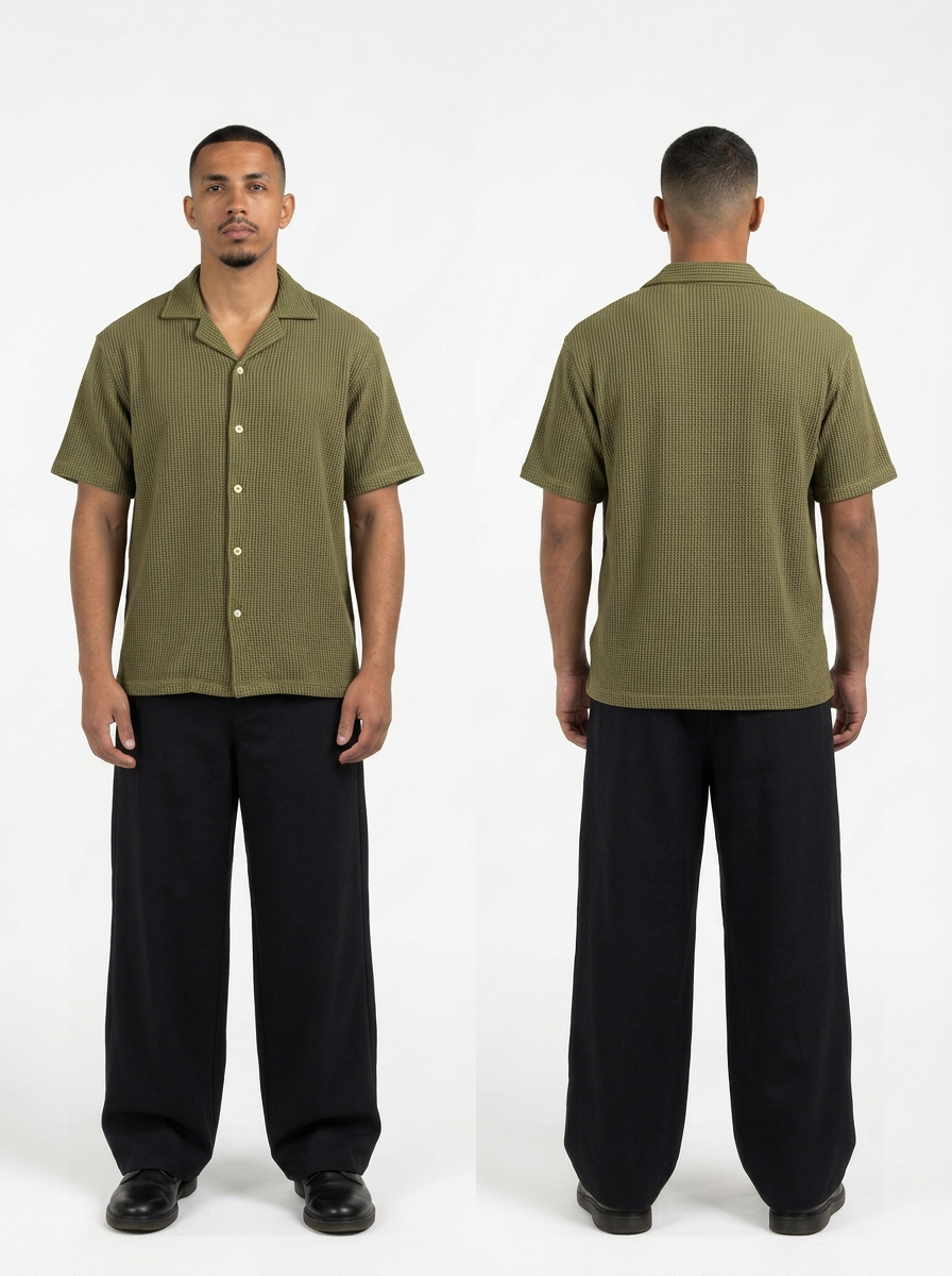 Basic Knitted Shirt (Olive Green)