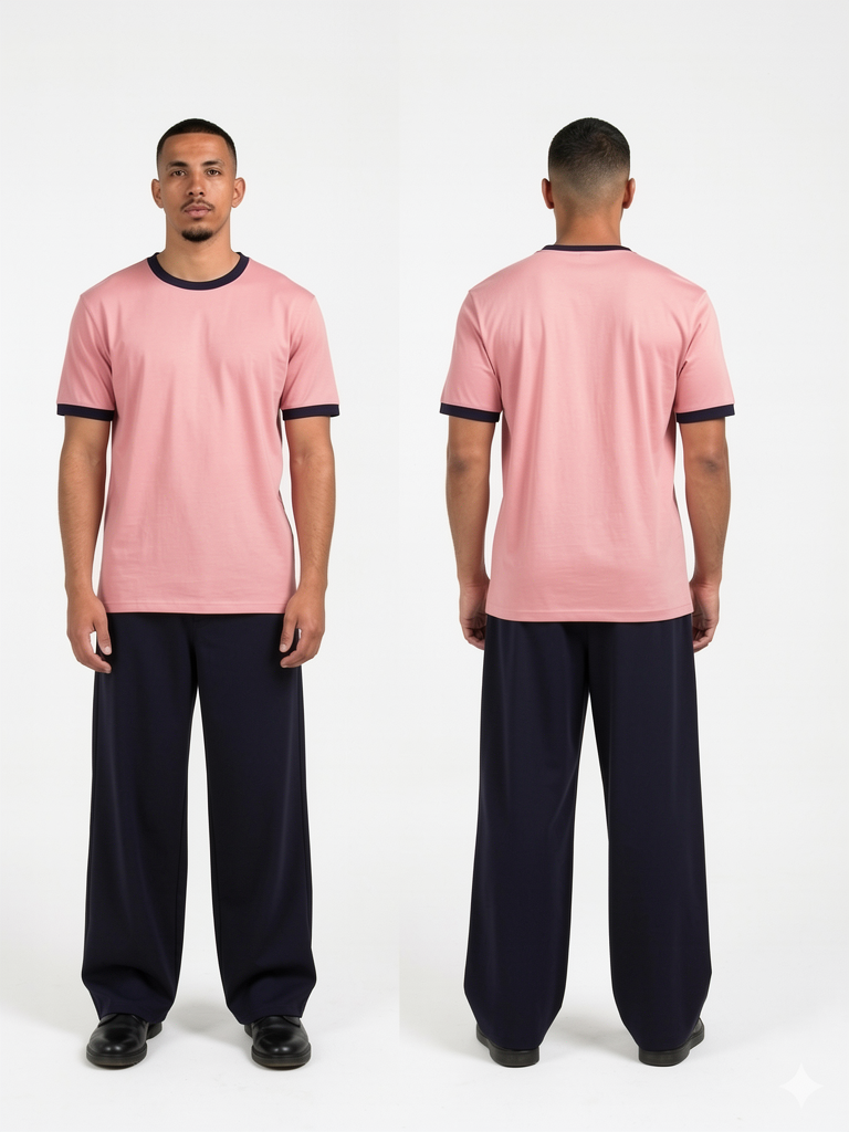 Ringer T-Shirt (Pink x Navy)