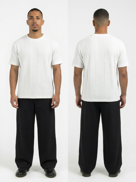Cable Knit T-Shirt (White)