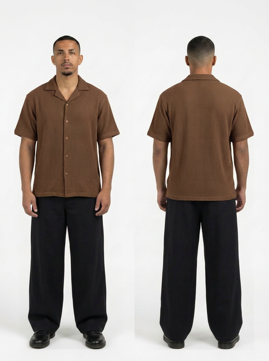 Basic Knitted Shirt (Cafe Brown)