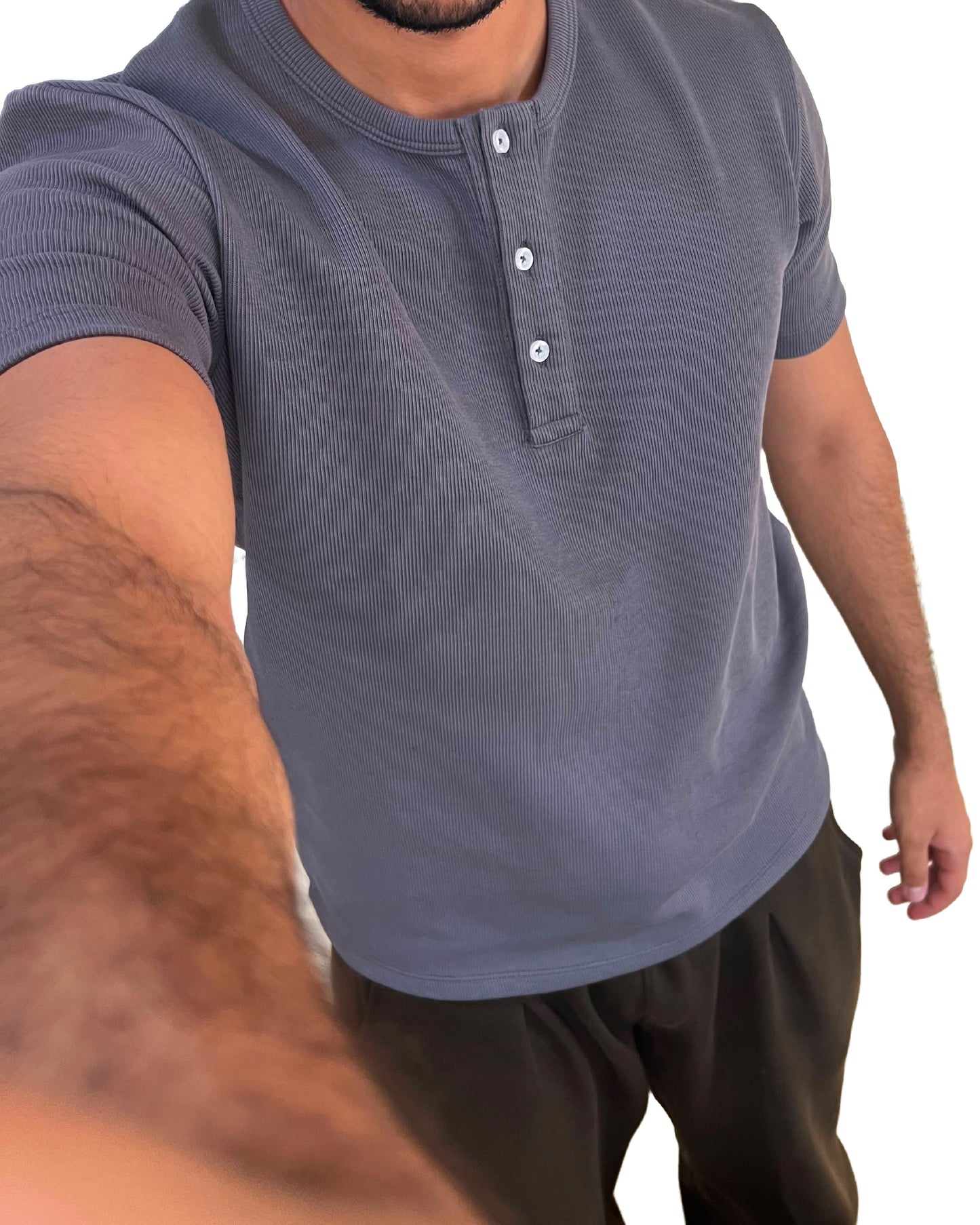 Tailored-Fit Henley T-Shirt (Dark Grey)