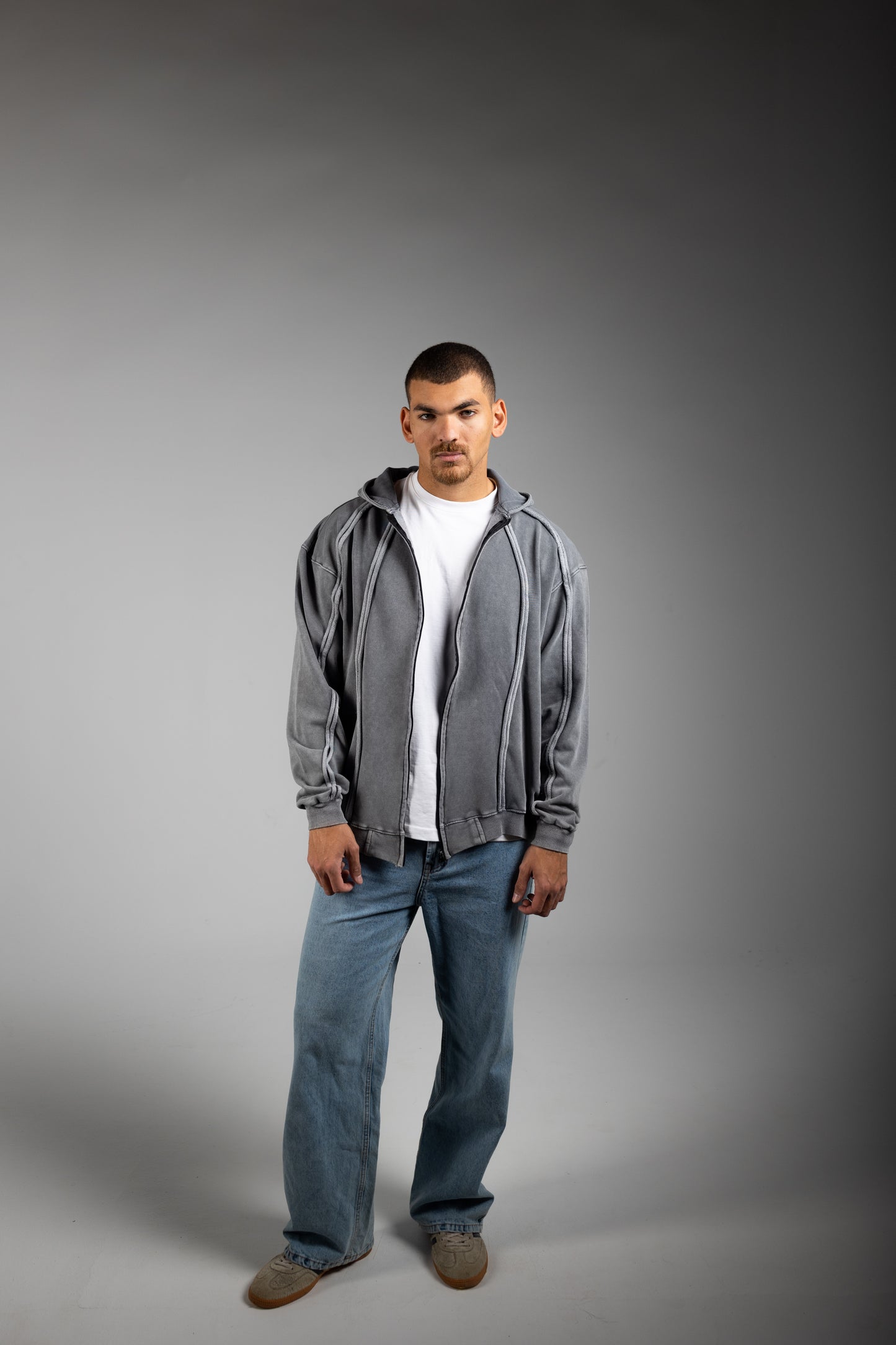 Washed Jacket With Stripe