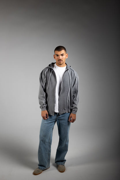 Washed Jacket With Stripe