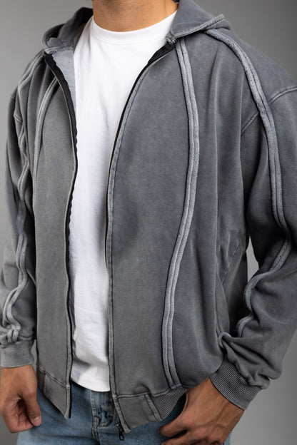 Washed Jacket With Stripe