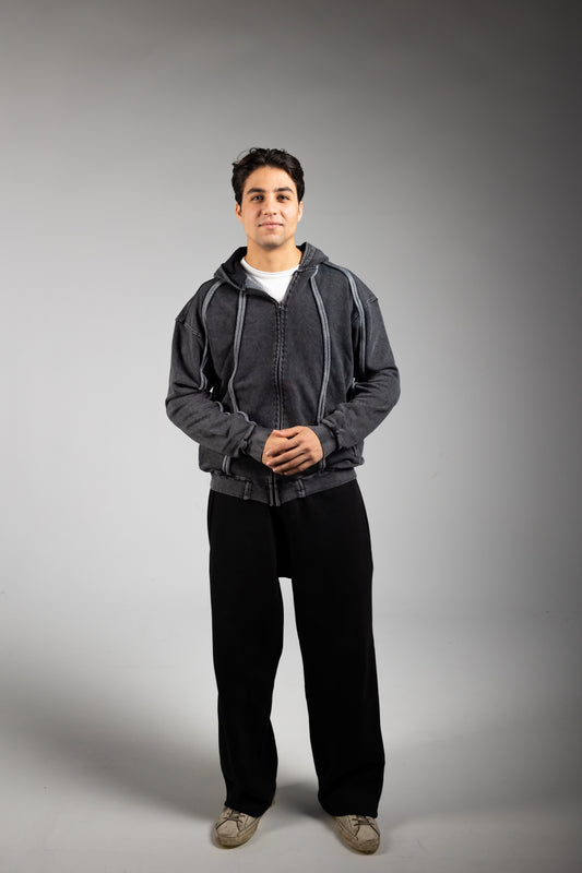 Washed Jacket With Stripe