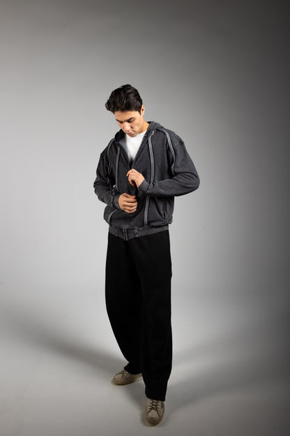 Washed Jacket With Stripe