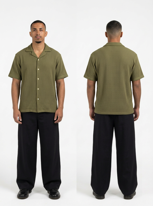 Basic Knitted Shirt (Olive Green)