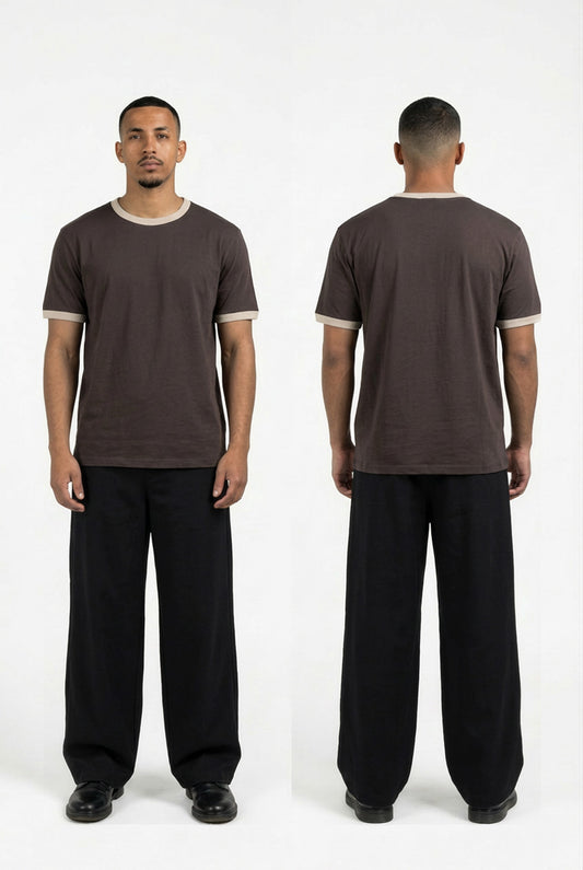 Ringer T-Shirt (Brown x Off White)