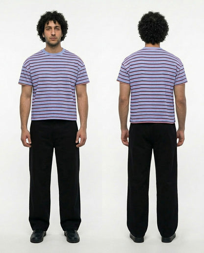 Striped T-Shirt (Grey x Peach)