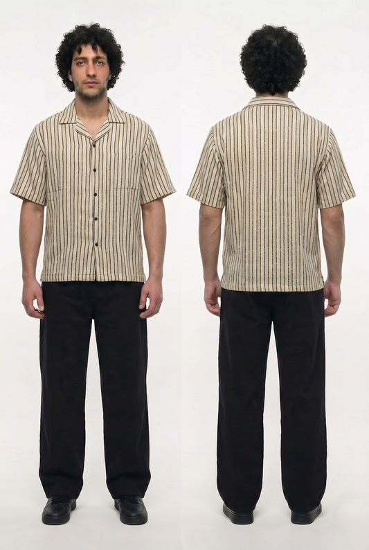 Tri Striped Shirt (Beige x Black)