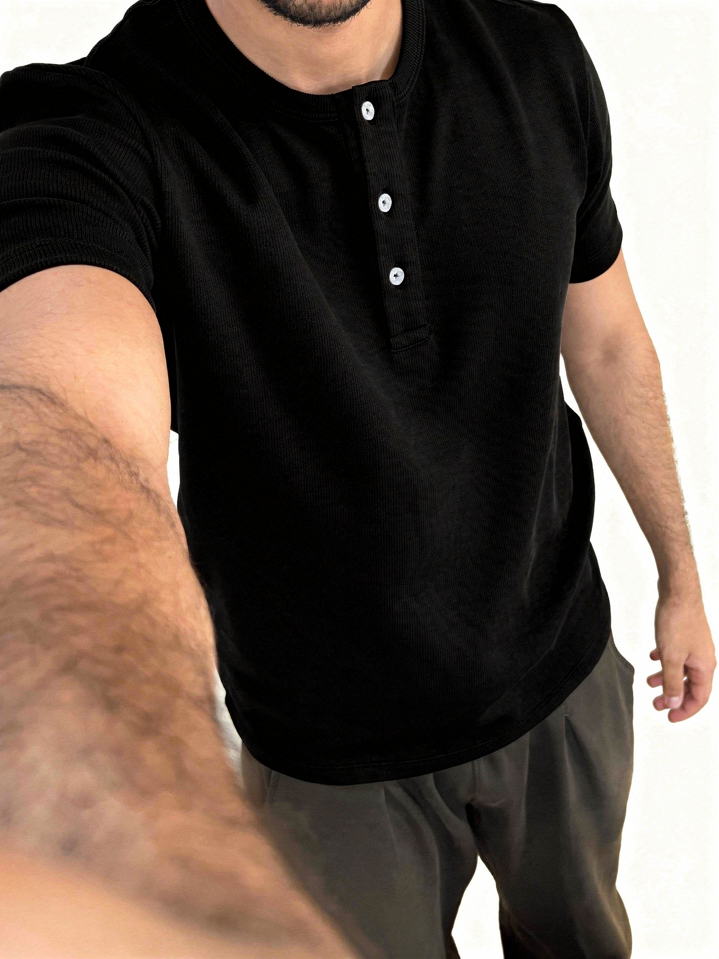 Tailored-Fit Henley T-Shirt (Black)