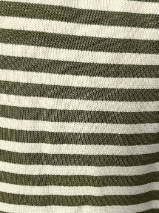 Striped Ringer Polo Shirt (Olive Green x White)